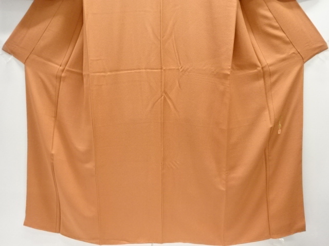  草木染　のり散らし模様織出し一つ紋色無地着物